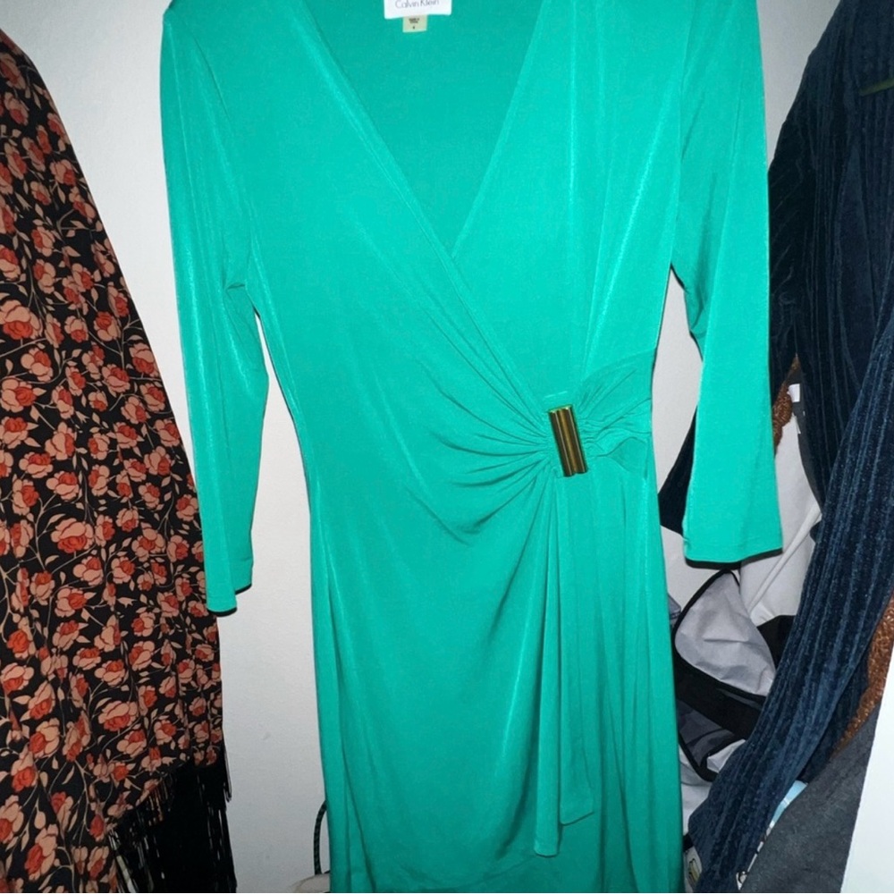 Calvin Klein Teal Long Sleeve Dress